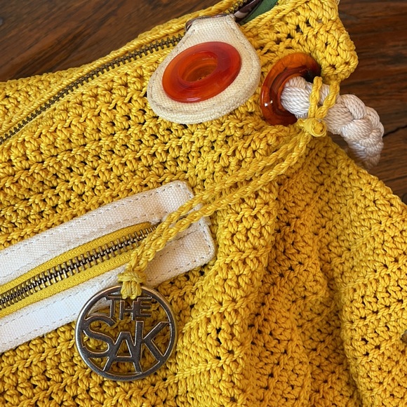 THE SAK~Hobo Crochet Handbag Purse Bag Rope Strap~AUBERRY~Yellow Saffron - Picture 9 of 9